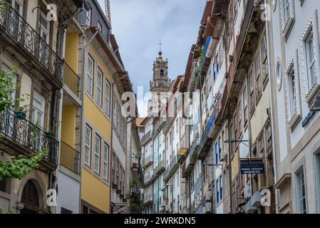 Bell tower of Church of Clergymen called Clerigos Tower in Porto city, Portugal Stock Photo