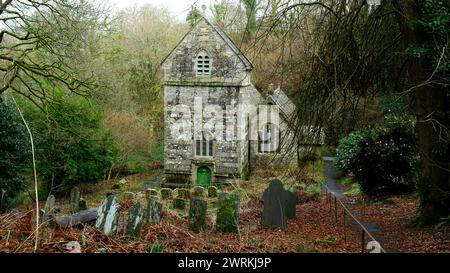 The atmospheric Minster Church at Boscastle, Cornwall, UK - John Gollop Stock Photo