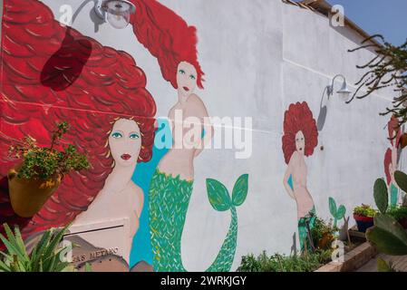 Mural in Marzamemi village on the island of Sicily, Italy Stock Photo