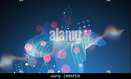 Modern science technology abstract background using circle shapes. Wireframe spot surface illustration.  Vector Stock Vector