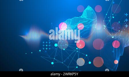 Modern science technology abstract background using circle shapes. Wireframe spot surface illustration.  Vector Stock Vector