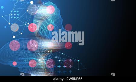 Modern science technology abstract background using circle shapes. Wireframe spot surface illustration.  Vector Stock Vector
