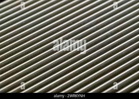 Macro-photo showing the cooling fins of a PC CPU cooling (fan) unit. Brand unknown. Stock Photo