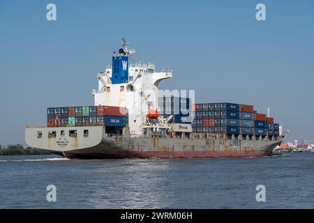 Container cargo ship Wan Hai 171 Lines, import export commerce business trade logistic and transportation of International, freight shipping maritime. Stock Photo