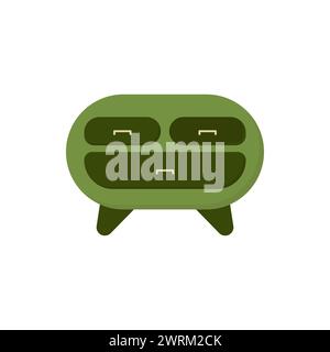 Bedside table vector icon. A cozy bedside table. A colorful bedside table in a simple cute style. Room table top. Place by the bed for things. Home Stock Vector