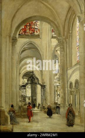 Corot, Jean-Baptiste Camille -- La cathedrale de Sens, vue de l’interieur, 1874 Canvas, 61 x 40 cm RF 22 25 Stock Photo