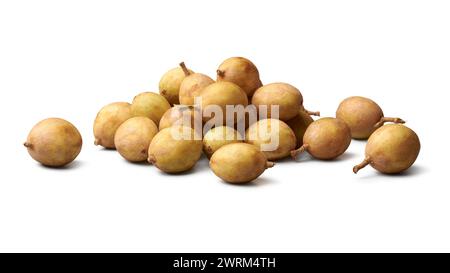 pile of ripe lanzones, lansium parasiticum, tropical fruit native to southeast asia, widely cultivate for small, round fruits its sweet and tangy Stock Photo