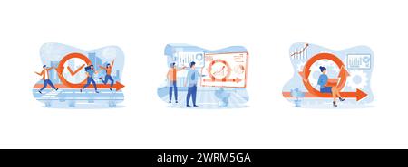 Agile development process. Scrum task board. Agile approach. Agile development set flat vector modern illustration Stock Vector