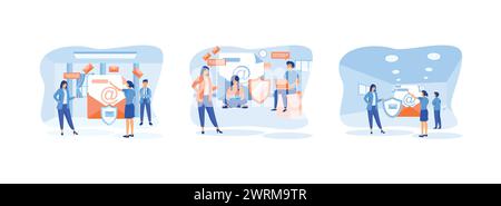Private messages, email encryption, confidential information protection. Email encryption set flat vector modern illustration Stock Vector
