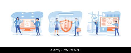 General Privacy Rules. Control over their personal data vectors. Personality Verification. General Privacy set flat vector modern illustration Stock Vector