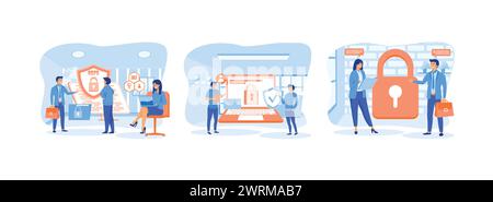 General privacy personal data. Control and security of personal information. Protection of personal data. General Privacy set flat vector modern illus Stock Vector