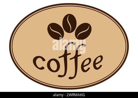 Coffee label with beans in brown oval vector design Stock Vector