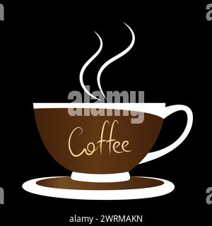 Brown coffee cup with steam hot drink isolated icon vector design Stock Vector