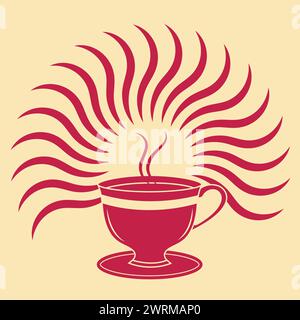 Coffee or tea cup morning sunny decorative logo symbol vector design Stock Vector