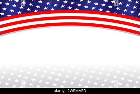 Abstract USA flag symbols wave pattern corner border design template with empty space for your text. Stock Vector
