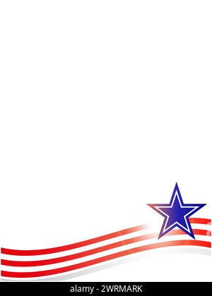 Abstract USA flag symbols wave pattern corner border design template with empty space for your text. Stock Vector