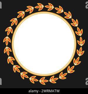 Round golden yellow laurel wreath frame with blank space graphic vector design. Stock Vector