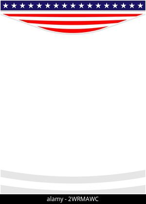 Abstract USA flag symbols wave pattern border design letterhead blank template with empty space for your text. Stock Vector