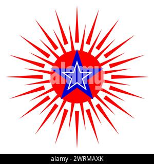 Decorative star with symbols American flag sign icon vector design. Stock Vector