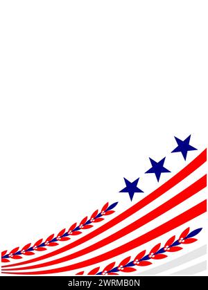 American flag symbols wave corner frame with an empty space for text. Stock Vector
