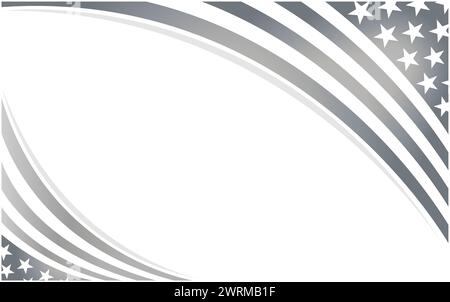 USA flag symbols decorative monochrome corner wave frame with copy space for text. Stock Vector