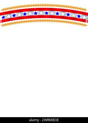 Abstract USA flag symbols wave pattern corner border design template with empty space for your text. Stock Vector