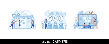 agile project management concept, business concept background, agile visual project management method, teamwork concept. Project Management set flat v Stock Vector