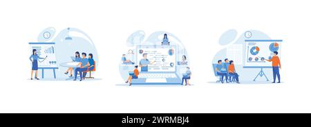 Business seminar, presentation or conference, Business seminar speaker presentation and professional training about marketing, sales and e-commerce. B Stock Vector