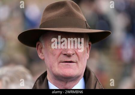 Winning trainer Willie Mullins after Ballyburn won the Gallagher Novices' Hurdle on day two of the 2024 Cheltenham Festival at Cheltenham Racecourse. Picture date: Wednesday March 13, 2024. Stock Photo