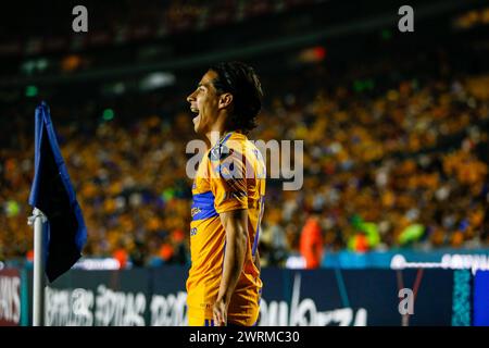 Monterrey, Mexico. 12th Mar, 2024. MONTERREY, MEXICO - MARCH 12TH 2024: CONCACAF Champions Cup second leg round of 16 match between UANL Tigres and Orlando City SC at Estádio Universitário. #16 Midfielder Tigres, Diego Lainez Mandatory Credit: Toby Tande/PXImages Credit: Px Images/Alamy Live News Stock Photo