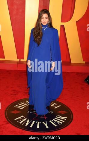 Beverly Hills, California, USA. 10th Mar, 2024. Jessica Biel attends the 2024 Vanity Fair Oscar Party hosted by Radhika Jones at Wallis Annenberg Center for the Performing Arts on March 10, 2024 in Beverly Hills, California. Credit: Jeffrey Mayer/Media Punch/Alamy Live News Stock Photo