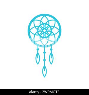 Dream catcher icon, drawing  isolated on white background. From blue icon set. Stock Vector