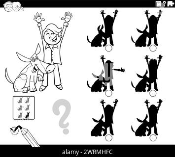 shadow game with comic dog characters coloring page Stock Vector Image ...