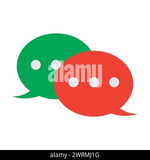 Red Green Speech Bubble Pair With Dots Stock Vector