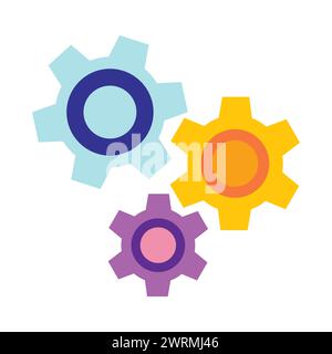 Three Colorful Gears Icon Stock Vector