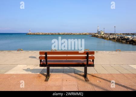Coastal promenade along sea in Kardamena resort. Kos island, Greece Stock Photo
