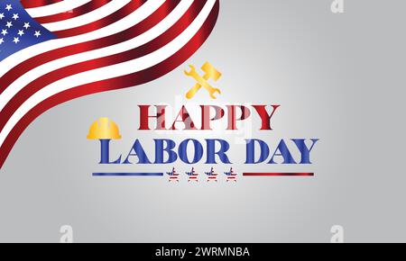 Happy Labour day stylish text with usa flag design Stock Vector