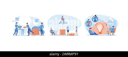 Cloud Computing. Business technology storage. Wireless computing service. set flat vector modern illustration Stock Vector
