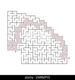 Vector illustration. Template for an educational logical game labyrinth for children with a solution. Find the right path Stock Vector