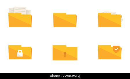 Set of folder icon isolated on white background. Stock Vector