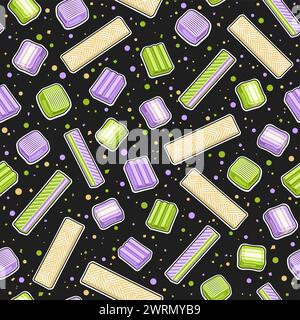 Vector Bubble Gum seamless pattern, decorative repeat background with cut out illustration of assorted bubble gums and candies for bed linen, square p Stock Vector