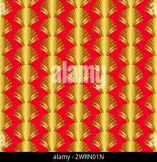 Red Gold Art Deco Seamless Repeat Pattern Background Stock Vector
