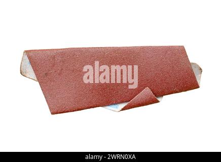 Piece of old sandpaper isolated on white background Stock Photo