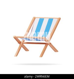 3D Wooden Chaise Lounge Isolated. Stock Vector