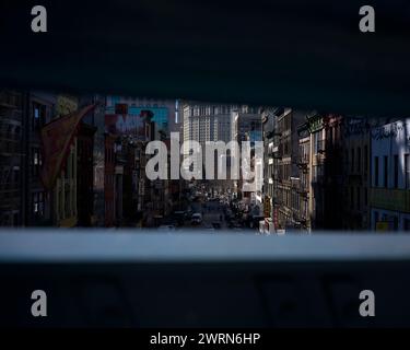 View of Chinatown from Manhattan Bridge Stock Photo