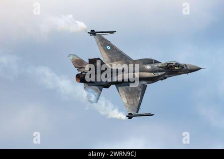 Radom, Poland - August 27, 2023: Hellenic Air Force Lockheed F-16 Fighting Falcon fighter jet plane flying. Aviation and military aircraft. Stock Photo