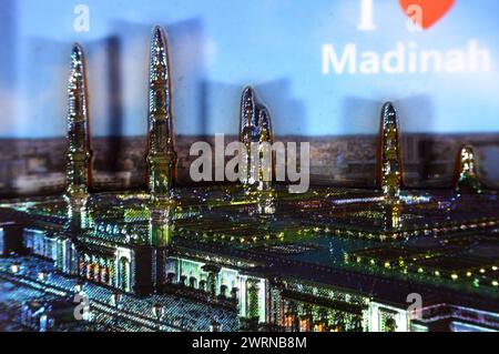 Medina fridge magnet in the shape of the Prophet's Mosque, refrigerator magnet of Madinah mosque in Saudi Arabia kingdom, it is the second mosque buil Stock Photo