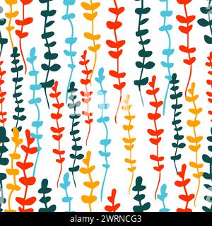 The branches are colored. Seamless background. hand drawing. Not AI, Vector illustration Stock Vector
