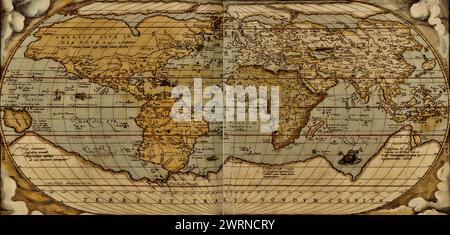 An antique world map by Abraham Ortelius, circa 1570 Stock Photo