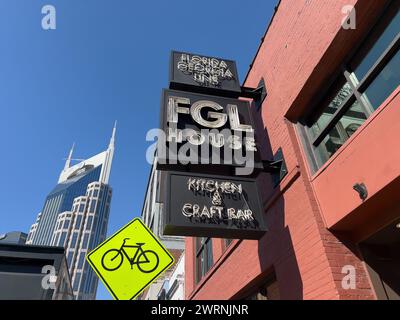 FGL House is a bar and restaurant themed by Florida Georgia Line on 3rd Avenue in downtown Nashville. Stock Photo